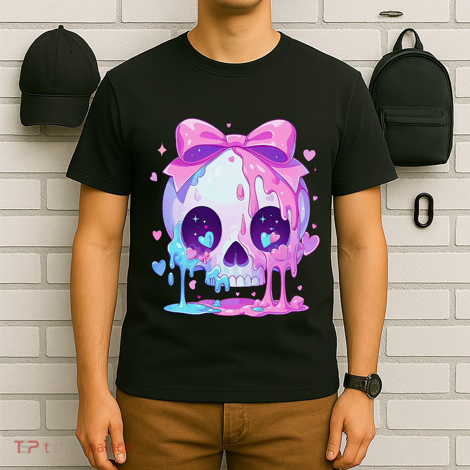 Kawaii Pastel Goth Creepy Cute Melty Pin.K Skull T-Shirt
