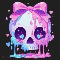 Kawaii Pastel Goth Creepy Cute Melty Pin.K Skull Beanie thumb 2