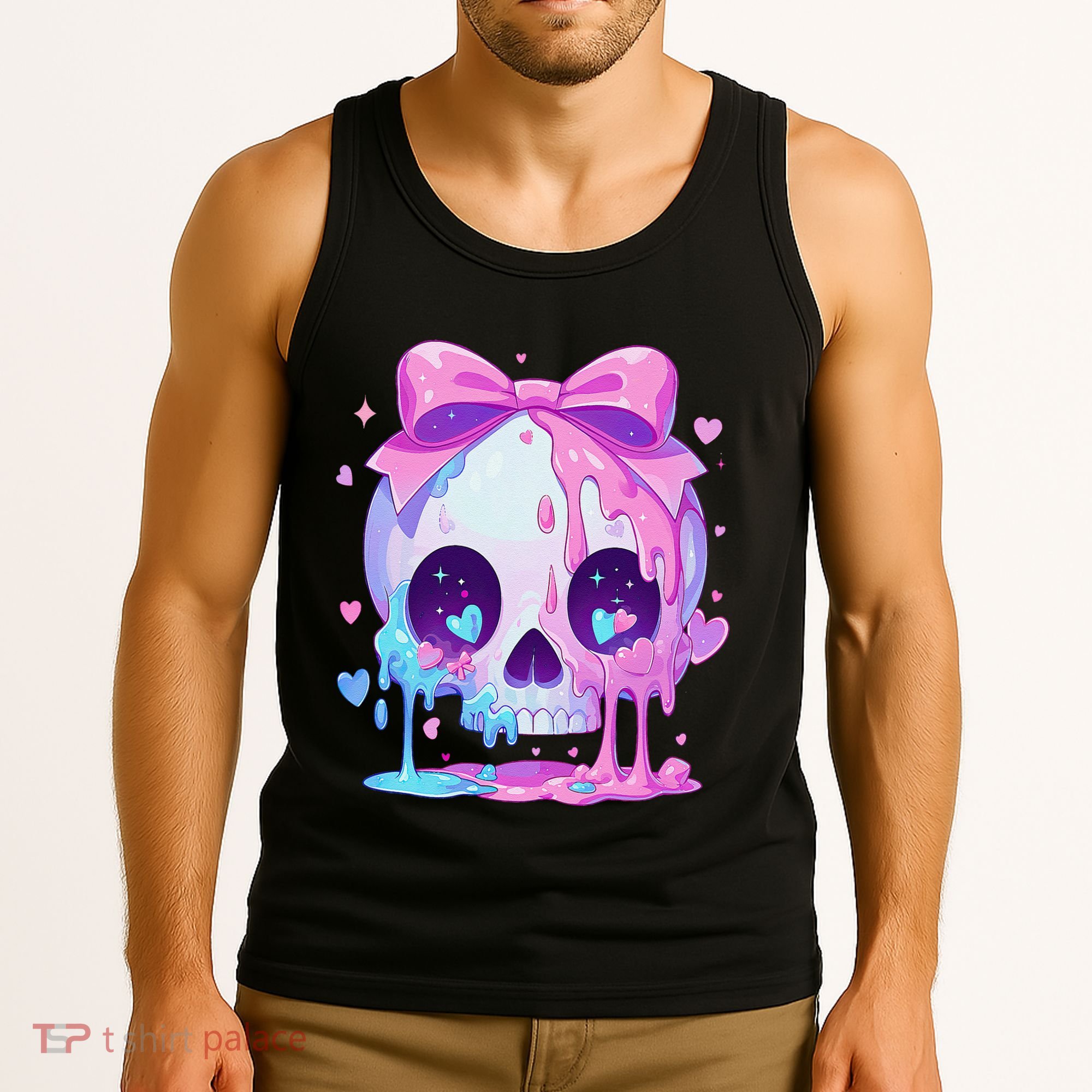 Kawaii Pastel Goth Creepy Cute Melty Pin.K Skull Tank Top