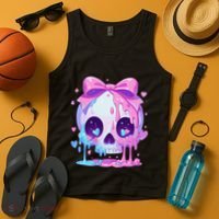 Kawaii Pastel Goth Creepy Cute Melty Pin.K Skull Tank Top thumb 4