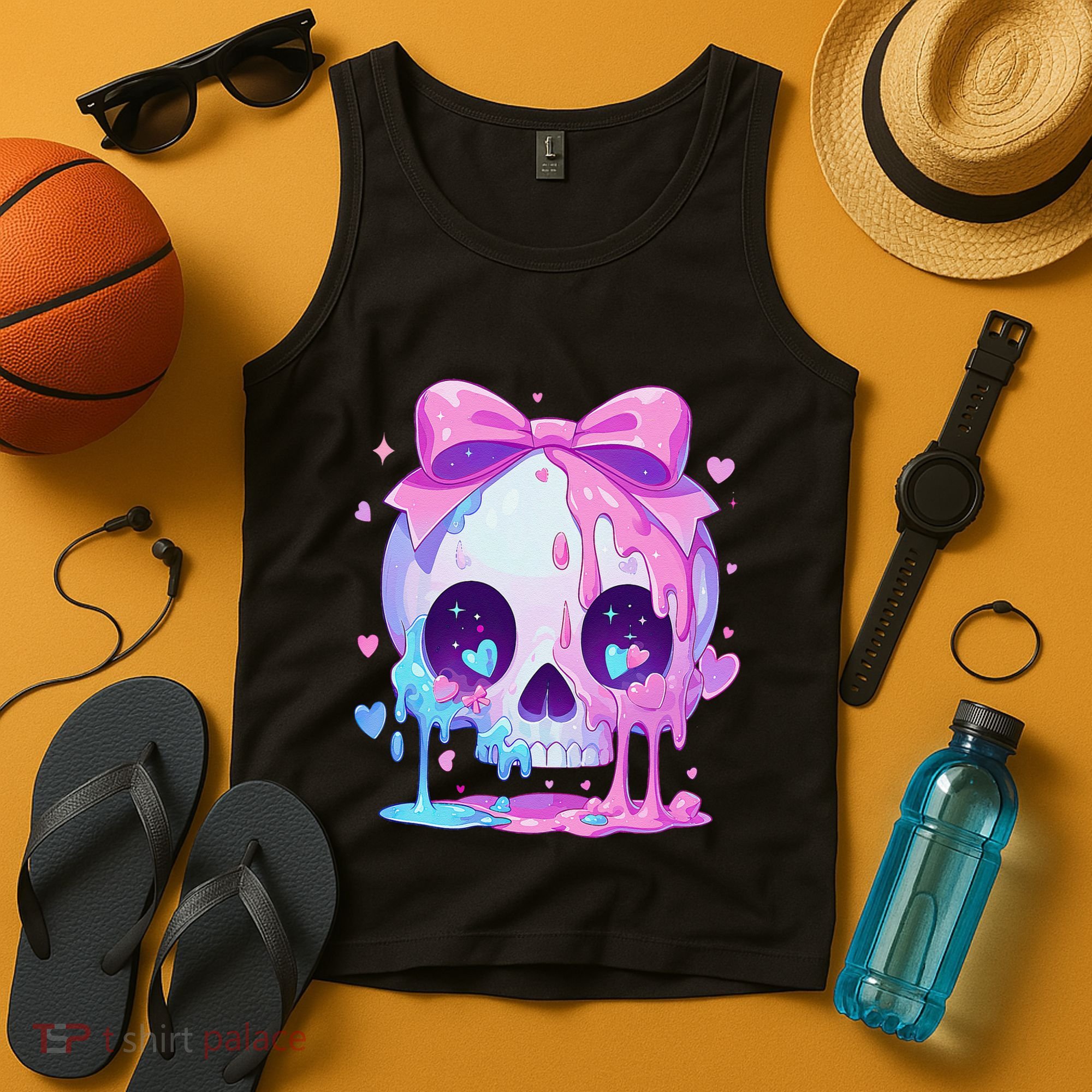 Kawaii Pastel Goth Creepy Cute Melty Pin.K Skull Tank Top
