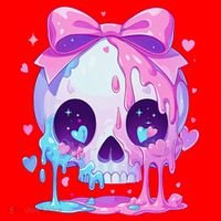 Kawaii Pastel Goth Creepy Cute Melty Pin.K Skull Santa Hat thumb 1
