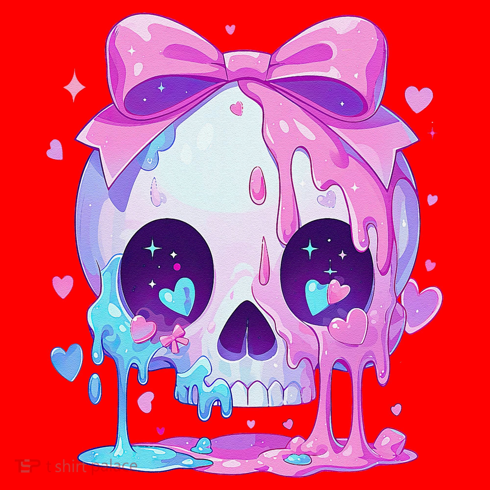 Kawaii Pastel Goth Creepy Cute Melty Pin.K Skull Santa Hat