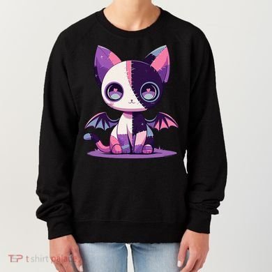 Kawaii Pastel Goth Creepy Cute Witchy Zombie Patchwork Cat Women's Sweatshirt