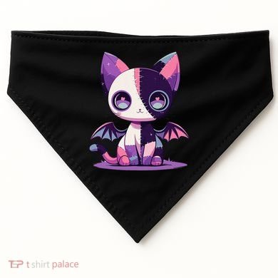 Kawaii Pastel Goth Creepy Cute Witchy Zombie Patchwork Cat USA-Made Doggie Bandana