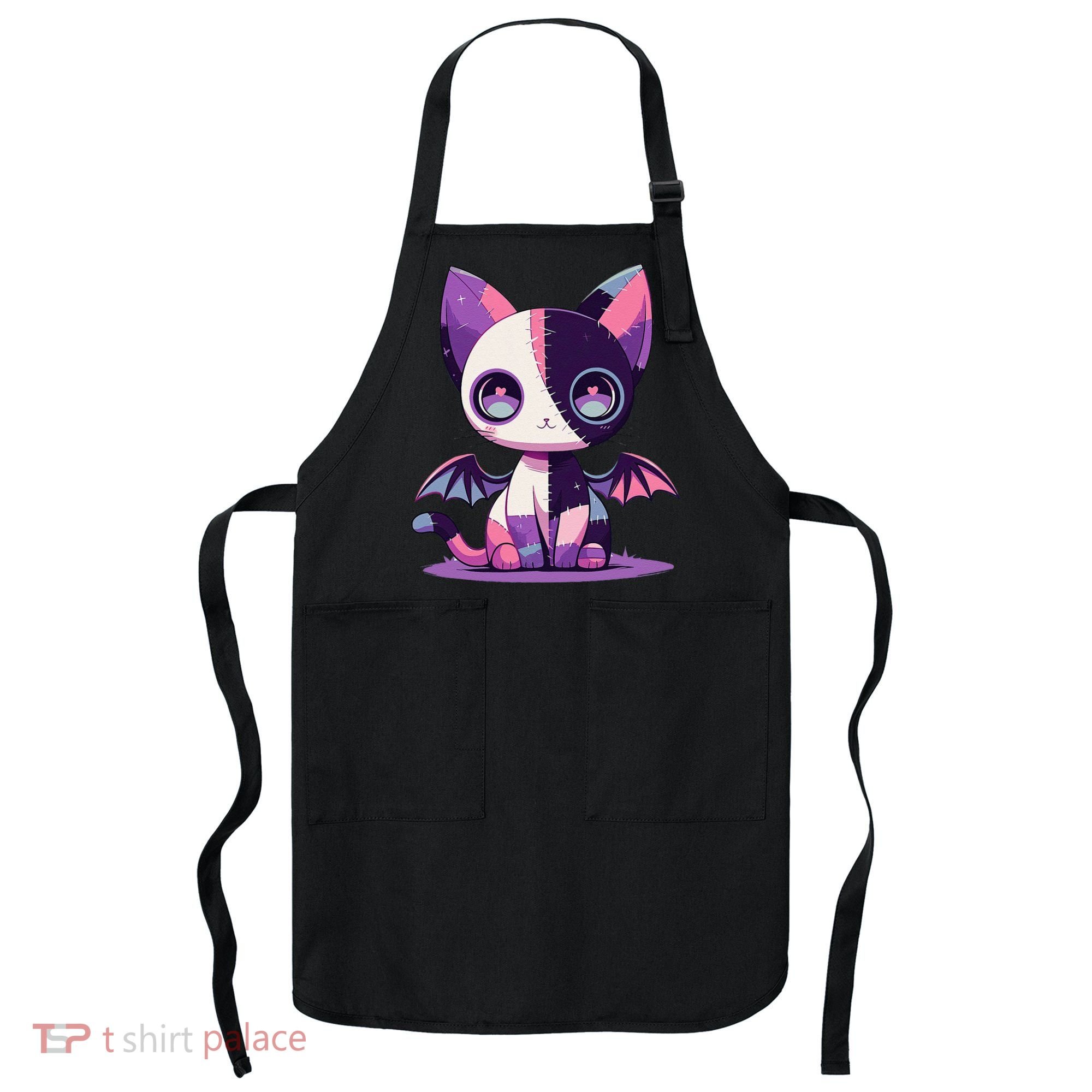 Kawaii Pastel Goth Creepy Cute Witchy Zombie Patchwork Cat Apron