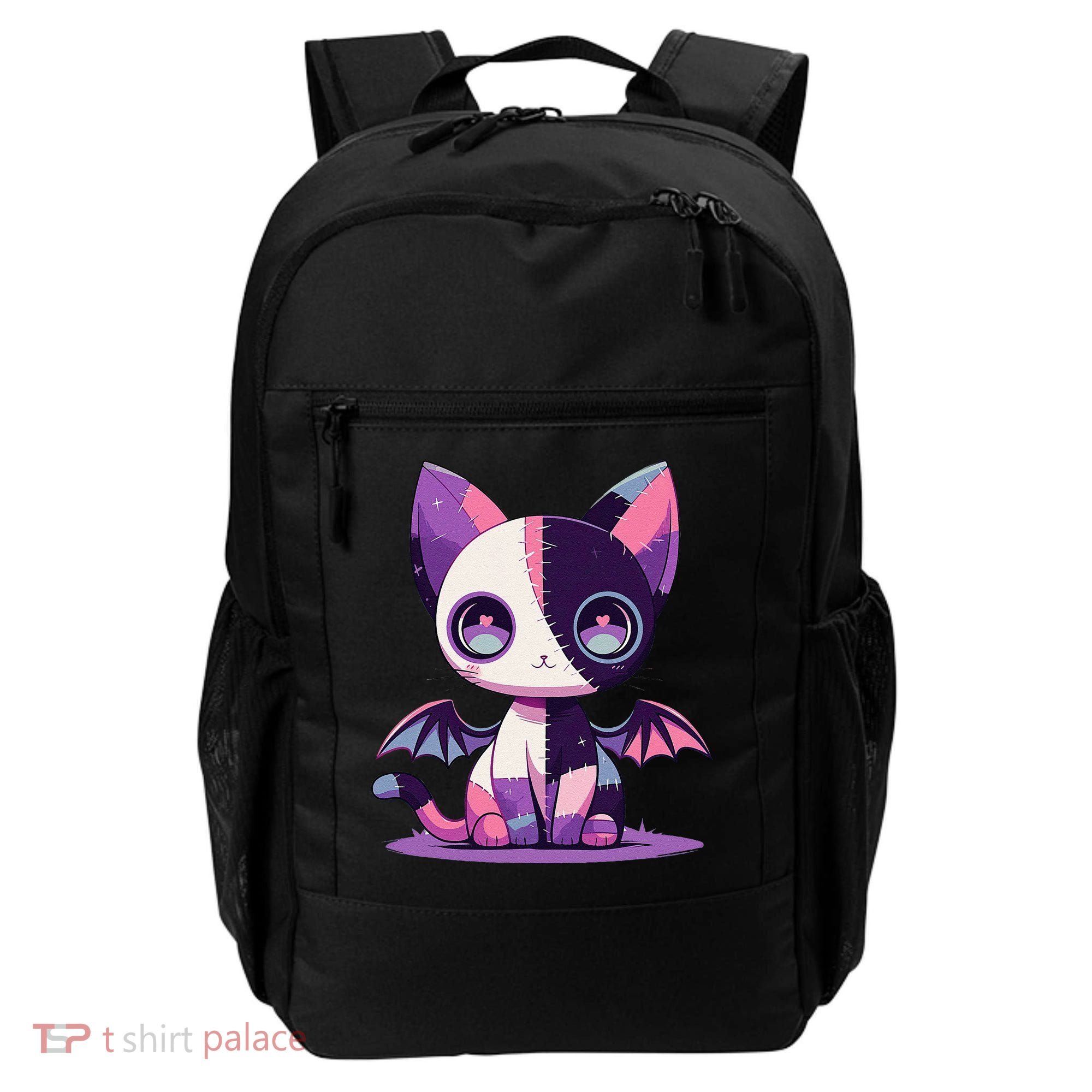 Kawaii Pastel Goth Creepy Cute Witchy Zombie Patchwork Cat Backpack