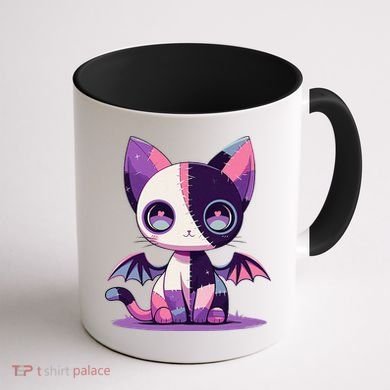 Kawaii Pastel Goth Creepy Cute Witchy Zombie Patchwork Cat Coffee Mug back
