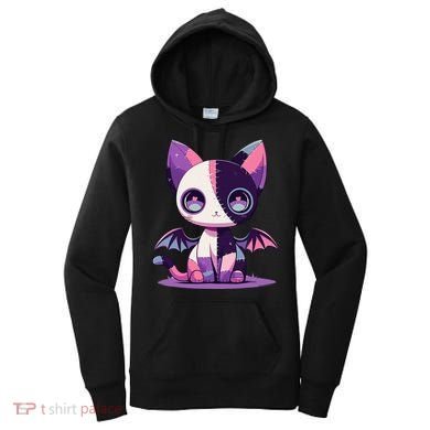 Kawaii Pastel Goth Creepy Cute Witchy Zombie Patchwork Cat Women's Hoodie