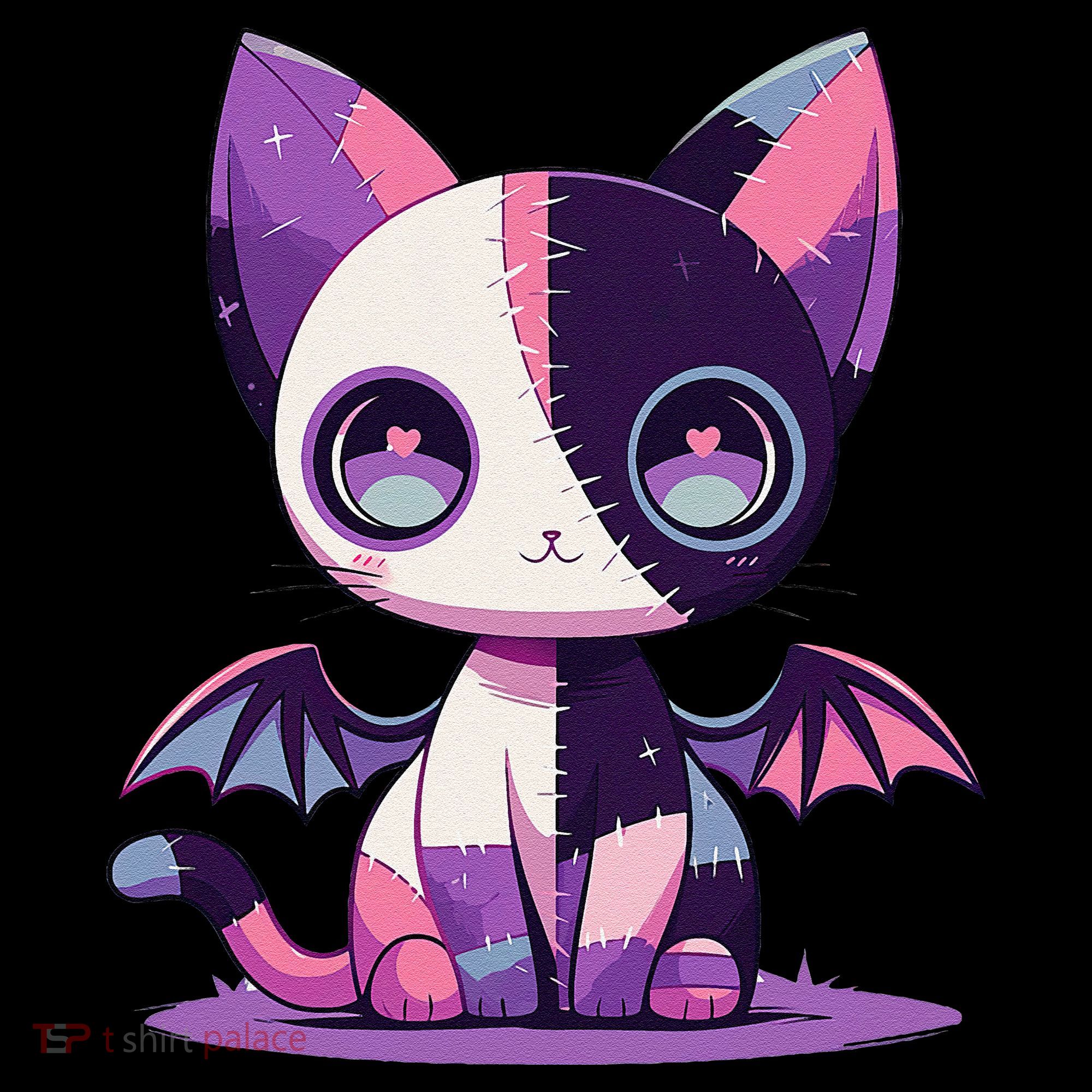 Kawaii Pastel Goth Creepy Cute Witchy Zombie Patchwork Cat Women's Hoodie