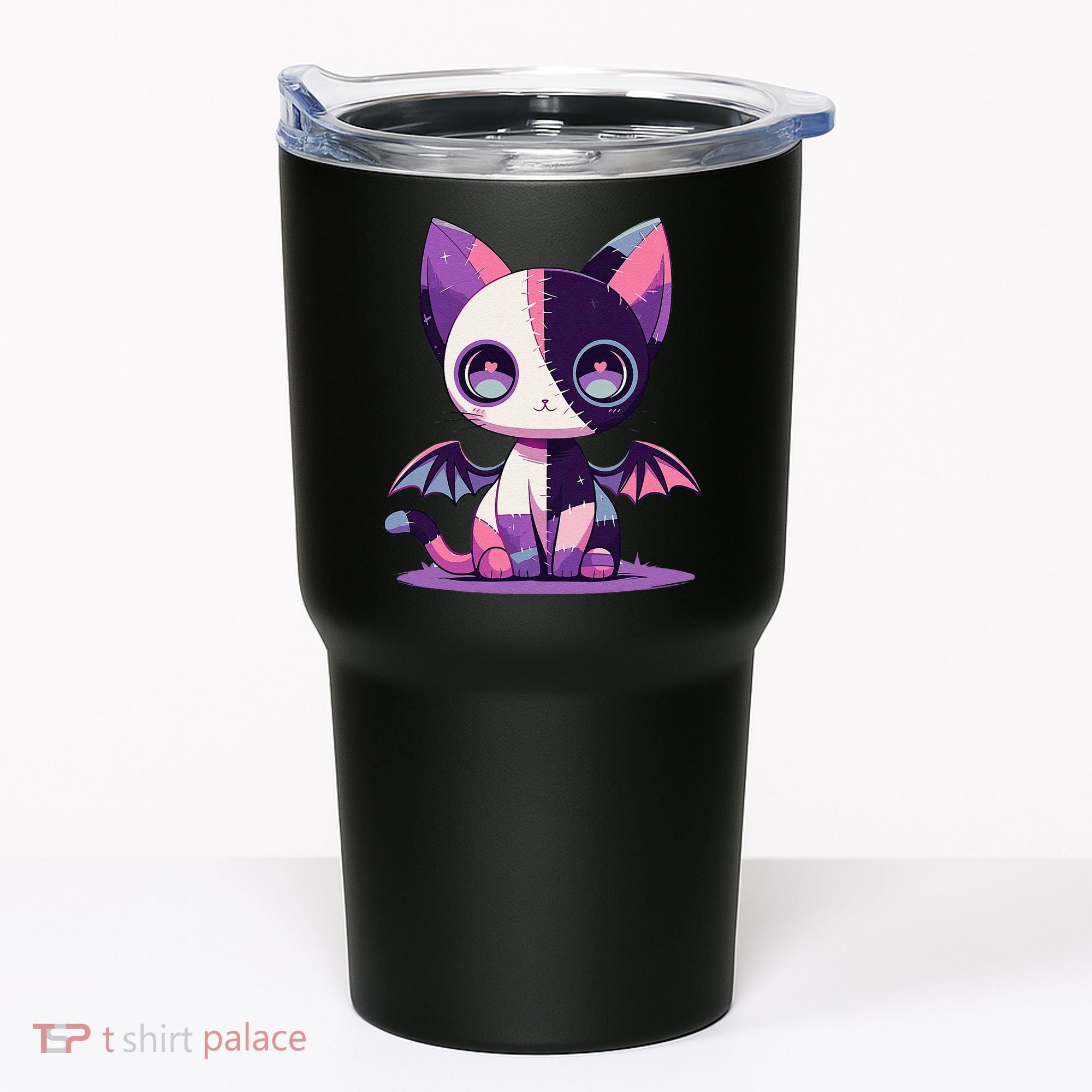Kawaii Pastel Goth Creepy Cute Witchy Zombie Patchwork Cat Tumbler
