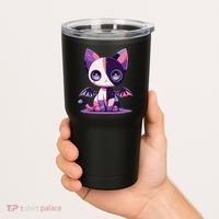 Kawaii Pastel Goth Creepy Cute Witchy Zombie Patchwork Cat Tumbler thumb 2