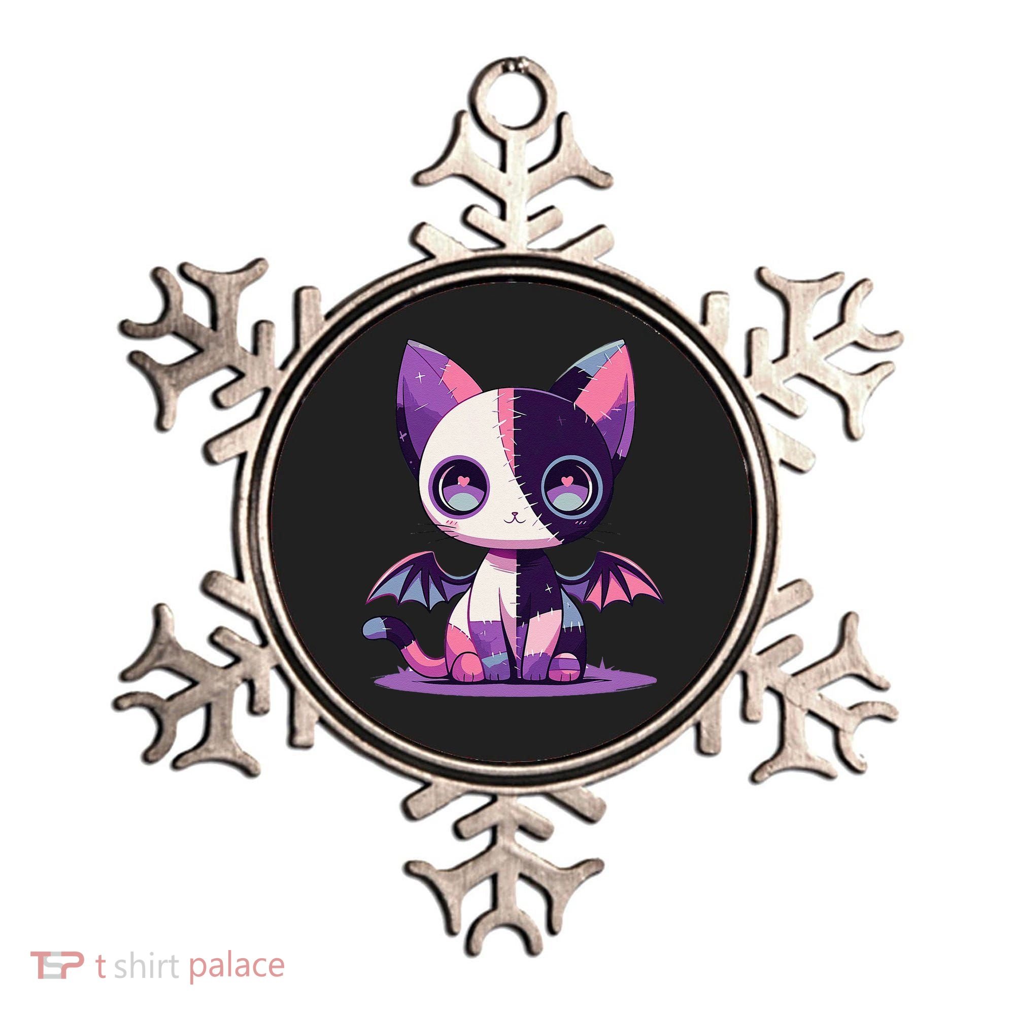 Kawaii Pastel Goth Creepy Cute Witchy Zombie Patchwork Cat Ornament