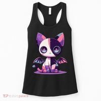 Kawaii Pastel Goth Creepy Cute Witchy Zombie Patchwork Cat Women's Tank Top thumb 0