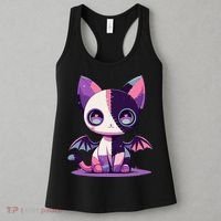 Kawaii Pastel Goth Creepy Cute Witchy Zombie Patchwork Cat Women's Tank Top thumb 3