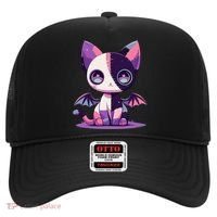 Kawaii Pastel Goth Creepy Cute Witchy Zombie Patchwork Cat Hat thumb 0