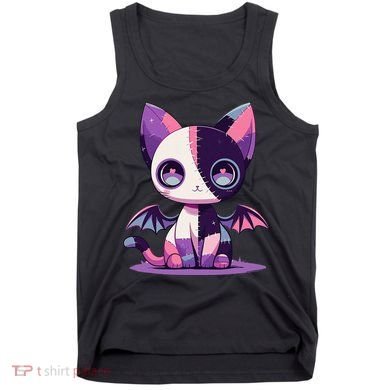 Kawaii Pastel Goth Creepy Cute Witchy Zombie Patchwork Cat Tank Top