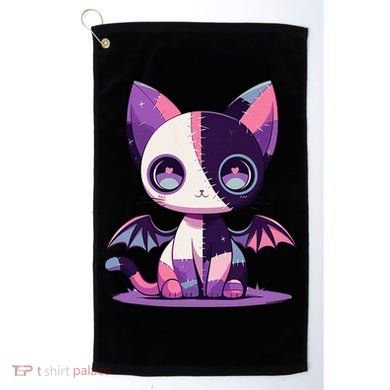 Kawaii Pastel Goth Creepy Cute Witchy Zombie Patchwork Cat Golf Towel