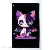 Kawaii Pastel Goth Creepy Cute Witchy Zombie Patchwork Cat Golf Towel thumb 0