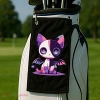 Kawaii Pastel Goth Creepy Cute Witchy Zombie Patchwork Cat Golf Towel thumb 2