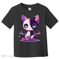 Kawaii Pastel Goth Creepy Cute Witchy Zombie Patchwork Cat Toddler T-Shirt thumb 0
