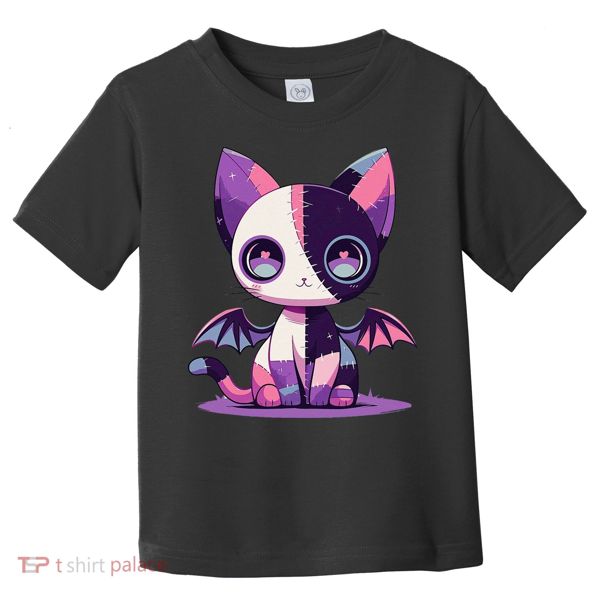 Kawaii Pastel Goth Creepy Cute Witchy Zombie Patchwork Cat Toddler T-Shirt