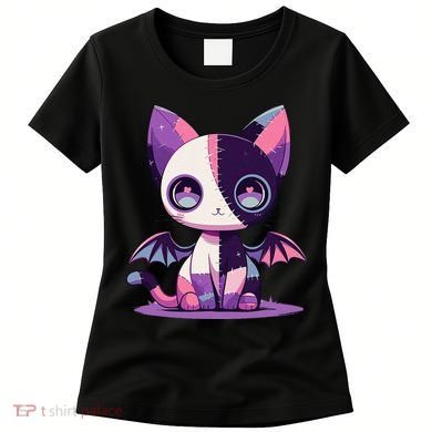 Kawaii Pastel Goth Creepy Cute Witchy Zombie Patchwork Cat Women's T-Shirt