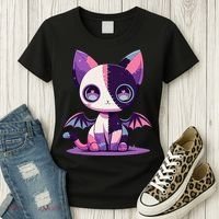 Kawaii Pastel Goth Creepy Cute Witchy Zombie Patchwork Cat Women's T-Shirt thumb 3