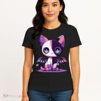 Kawaii Pastel Goth Creepy Cute Witchy Zombie Patchwork Cat Women's T-Shirt thumb 4