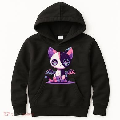 Kawaii Pastel Goth Creepy Cute Witchy Zombie Patchwork Cat Kids Hoodie