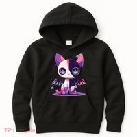 Kawaii Pastel Goth Creepy Cute Witchy Zombie Patchwork Cat Kids Hoodie thumb 0