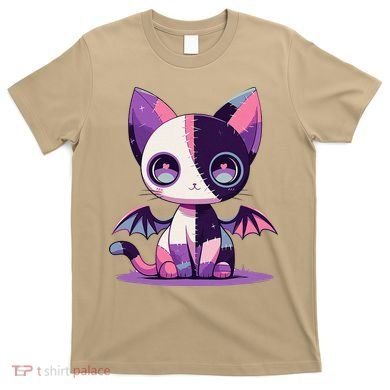 Kawaii Pastel Goth Creepy Cute Witchy Zombie Patchwork Cat T-Shirt