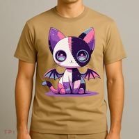 Kawaii Pastel Goth Creepy Cute Witchy Zombie Patchwork Cat T-Shirt thumb 3