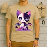 Kawaii Pastel Goth Creepy Cute Witchy Zombie Patchwork Cat T-Shirt thumb 6