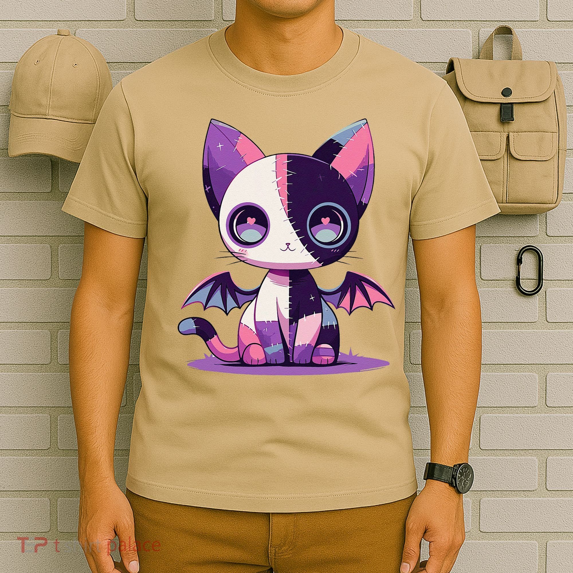 Kawaii Pastel Goth Creepy Cute Witchy Zombie Patchwork Cat T-Shirt