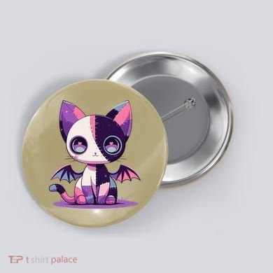 Kawaii Pastel Goth Creepy Cute Witchy Zombie Patchwork Cat Button