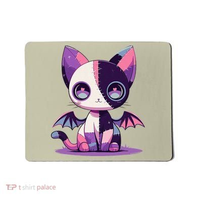 Kawaii Pastel Goth Creepy Cute Witchy Zombie Patchwork Cat Mousepad
