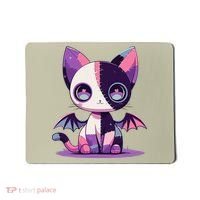 Kawaii Pastel Goth Creepy Cute Witchy Zombie Patchwork Cat Mousepad thumb 0