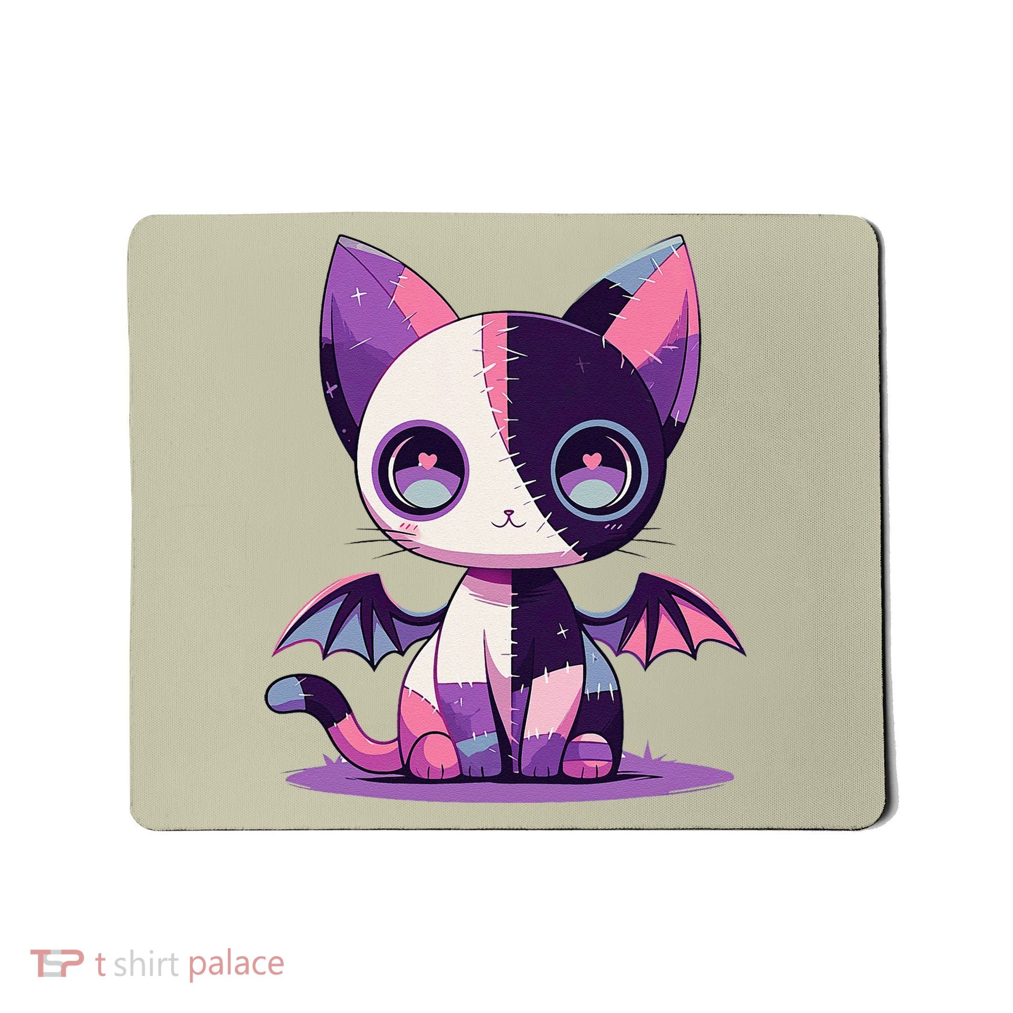 Kawaii Pastel Goth Creepy Cute Witchy Zombie Patchwork Cat Mousepad