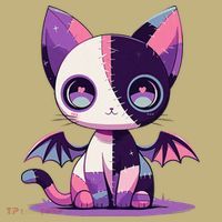 Kawaii Pastel Goth Creepy Cute Witchy Zombie Patchwork Cat Mousepad thumb 1