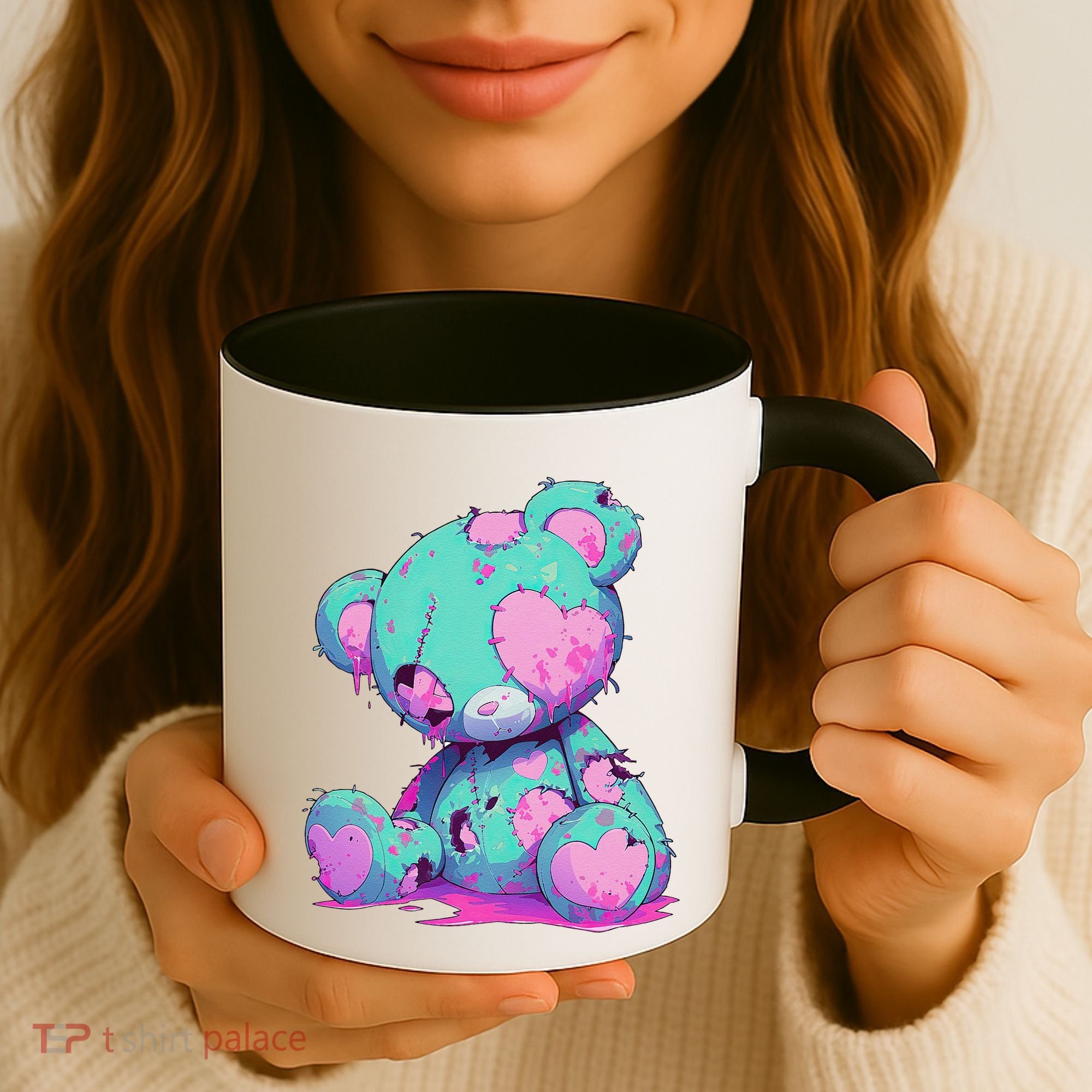 Kawaii Pastel Goth Creepy Cute Witchy Zombie Teddy Bear Coffee Mug