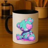 Kawaii Pastel Goth Creepy Cute Witchy Zombie Teddy Bear Coffee Mug thumb 4