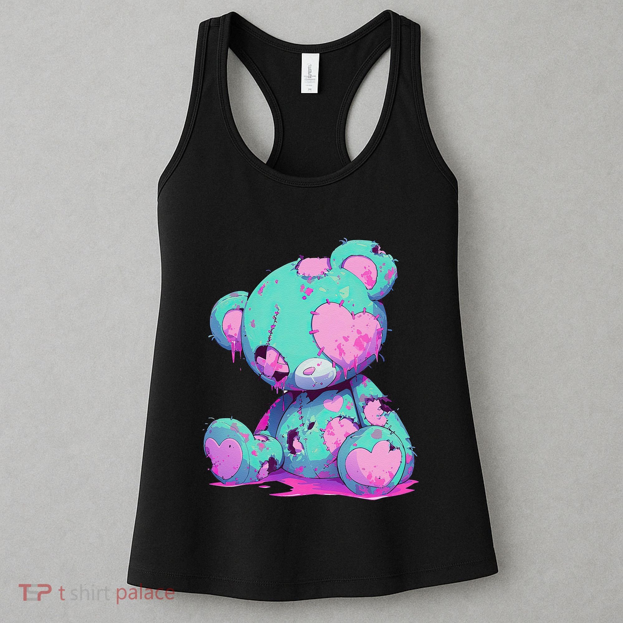 Kawaii Pastel Goth Creepy Cute Witchy Zombie Teddy Bear Women's Tank Top