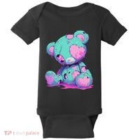 Kawaii Pastel Goth Creepy Cute Witchy Zombie Teddy Bear Baby Bodysuit thumb 0
