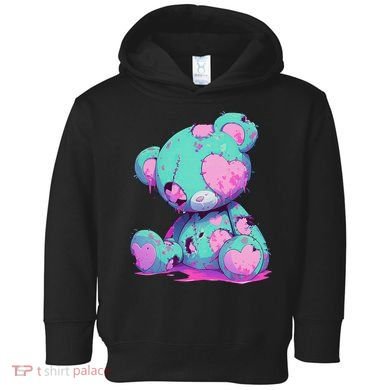 Kawaii Pastel Goth Creepy Cute Witchy Zombie Teddy Bear Toddler Hoodie