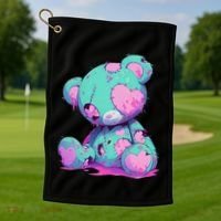 Kawaii Pastel Goth Creepy Cute Witchy Zombie Teddy Bear Golf Towel thumb 1