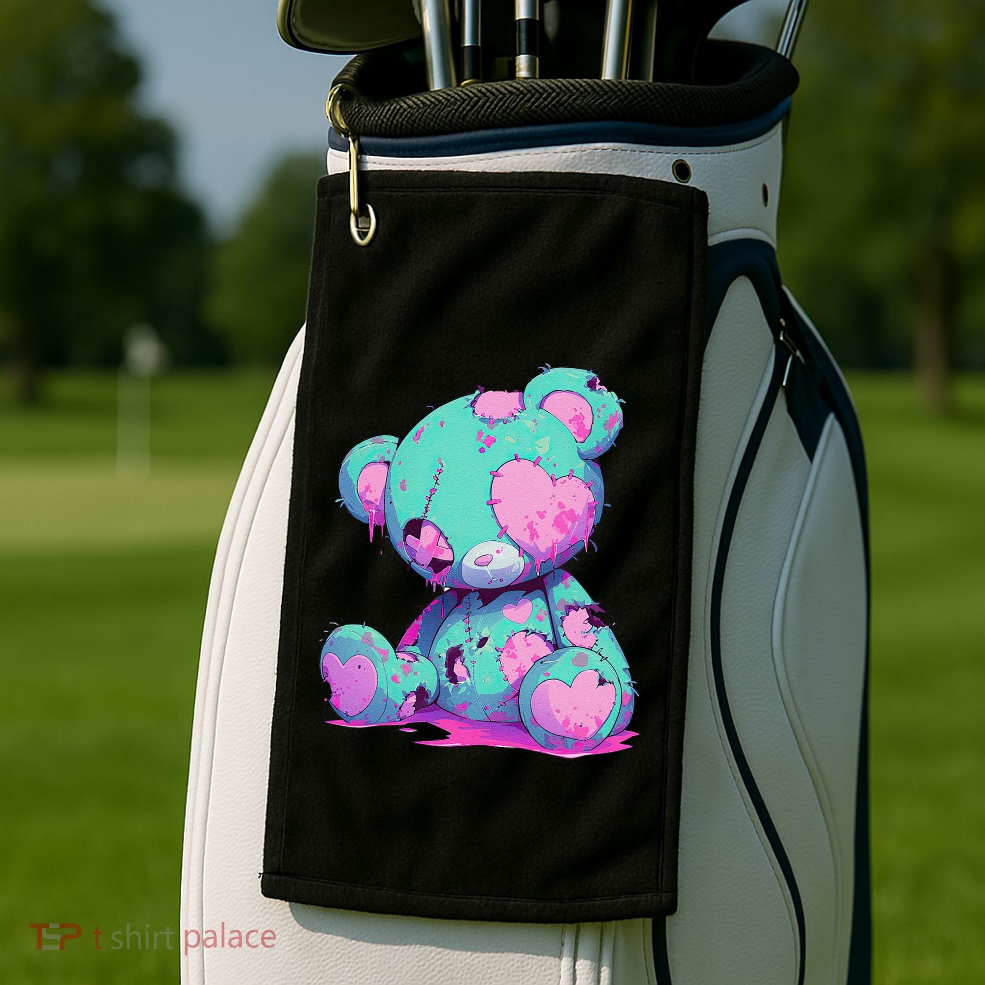 Kawaii Pastel Goth Creepy Cute Witchy Zombie Teddy Bear Golf Towel