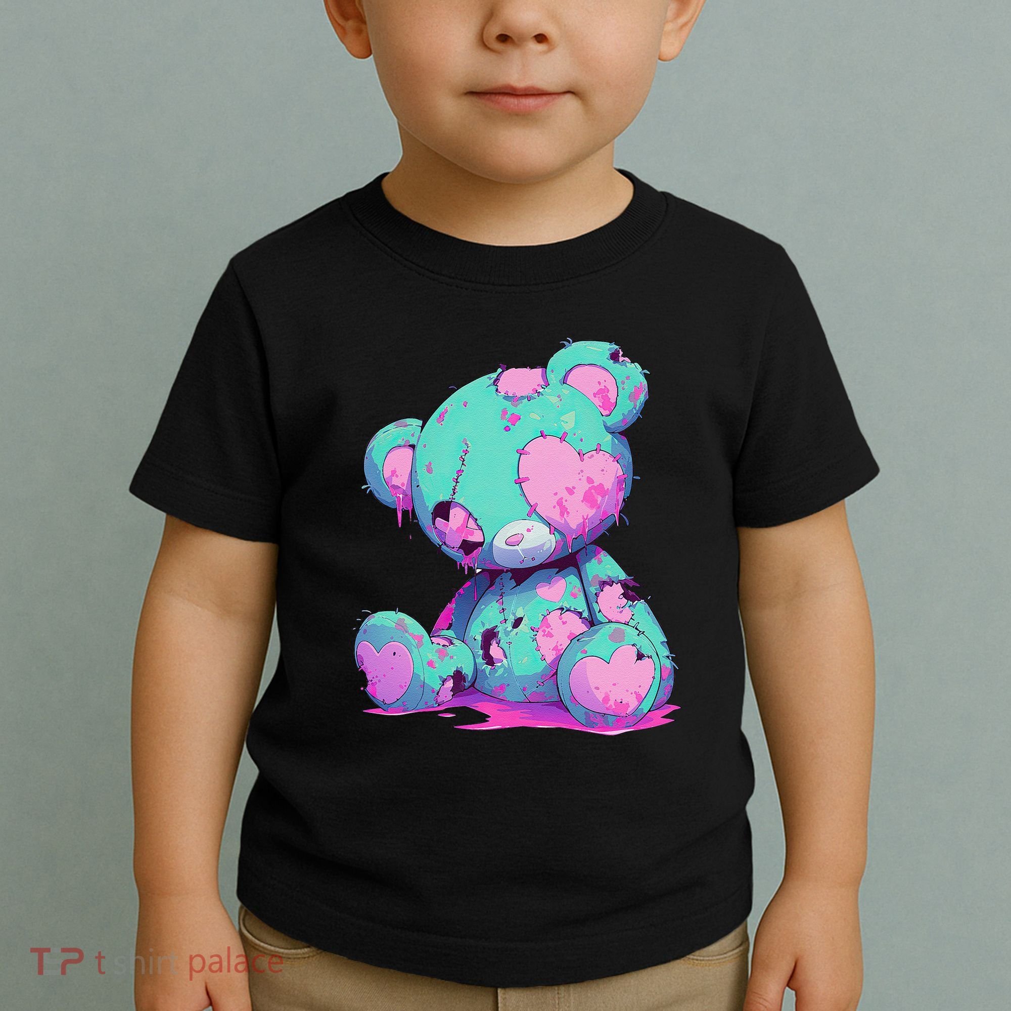 Kawaii Pastel Goth Creepy Cute Witchy Zombie Teddy Bear Toddler T-Shirt
