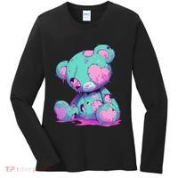 Kawaii Pastel Goth Creepy Cute Witchy Zombie Teddy Bear Women's Long Sleeve Shirt thumb 0