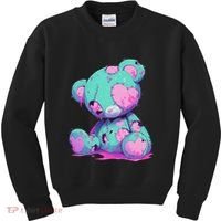Kawaii Pastel Goth Creepy Cute Witchy Zombie Teddy Bear Kids Sweatshirt thumb 0